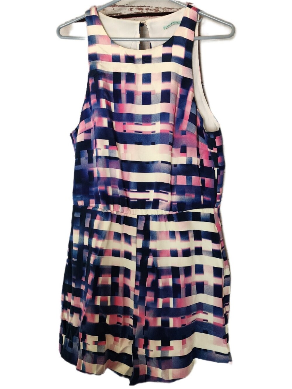 Kookai 100% Silk Motion Print Sleeveless Playsuit Shorts Romper - Size 40 (US 8)